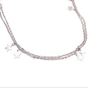 Double strand silver color chain star necklace